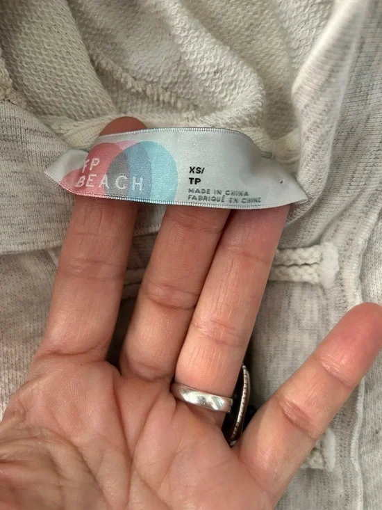 Free People Beach Arrival Hoodie XS Slouchy Heathered Grey with Toggle Detail - Picture 3 of 16